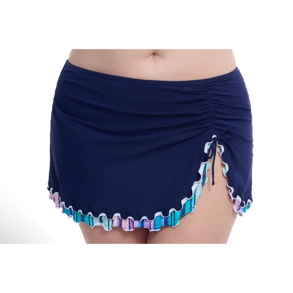 Profile by Gottex Swim Skirt 18W Harmony Side Slit Ruffle Retro Boho Plus Size